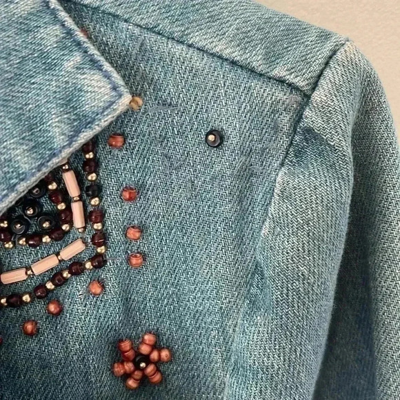 [US6] Emanuel Ungaro~Denim Jacket W/Beaded  Geometric Designs - Picture 6 of 7